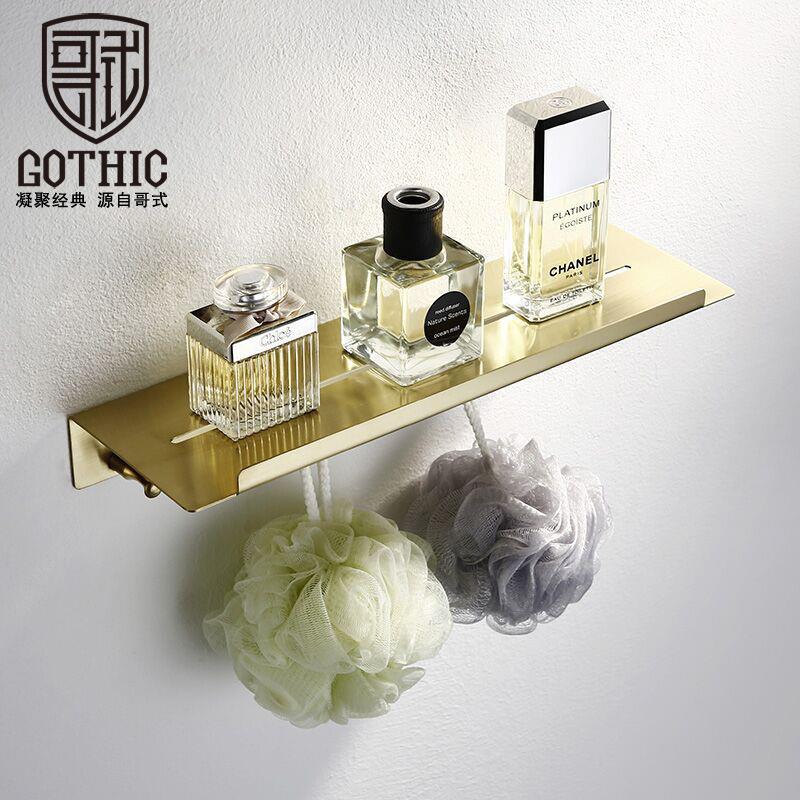 哥式GOTHIC拉丝金色不锈钢浴室毛巾置物架厨房卫生间挂钩收纳架浴