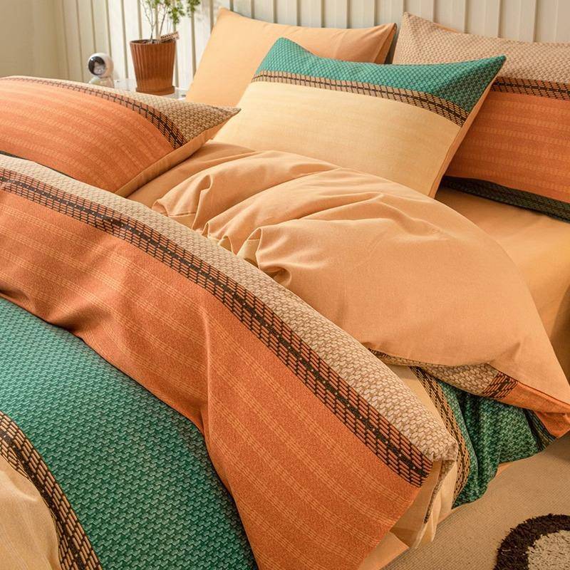 床上床笠床品简约磨毛纯棉秋冬季人三件套加厚床单被套保暖四件套