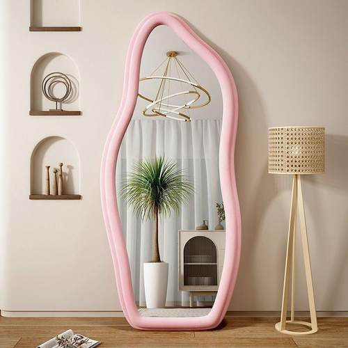 云朵全身镜服装店镜子壁挂式落地镜奶油感卧室小户型出租房高级镜