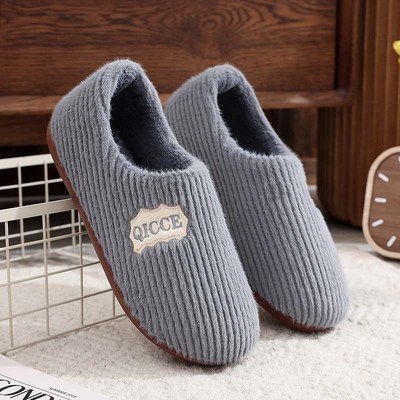 冬季棉拖鞋男包跟厚底居家外穿新款老年人防滑带后跟保暖情侣款