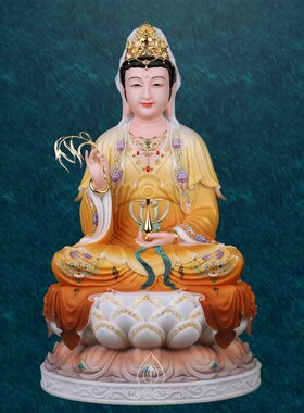 汉白玉观世音菩萨佛像台湾坐莲观音菩萨像南海大慈大悲观自在菩萨