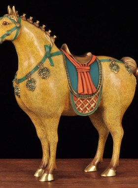 黄铜招财马摆件马到成功生肖马家居客厅酒柜玄关装饰品乔迁送礼品