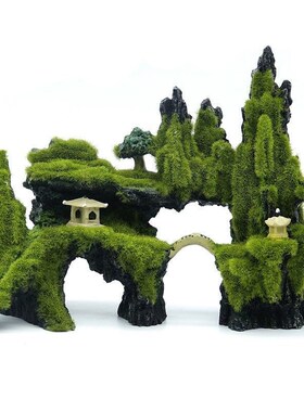 鱼缸造景石头假山天然树脂造景仿真石头用品龟鱼缸装饰水族箱