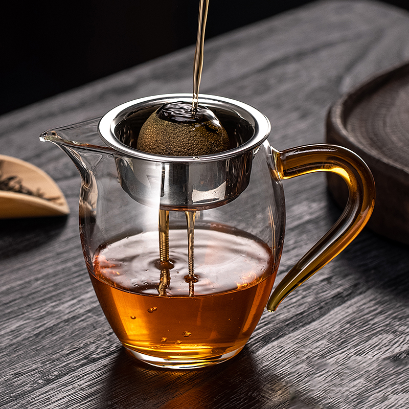 功夫茶具家用带茶漏过滤网泡茶公杯分茶器套装加厚耐热玻璃公道杯