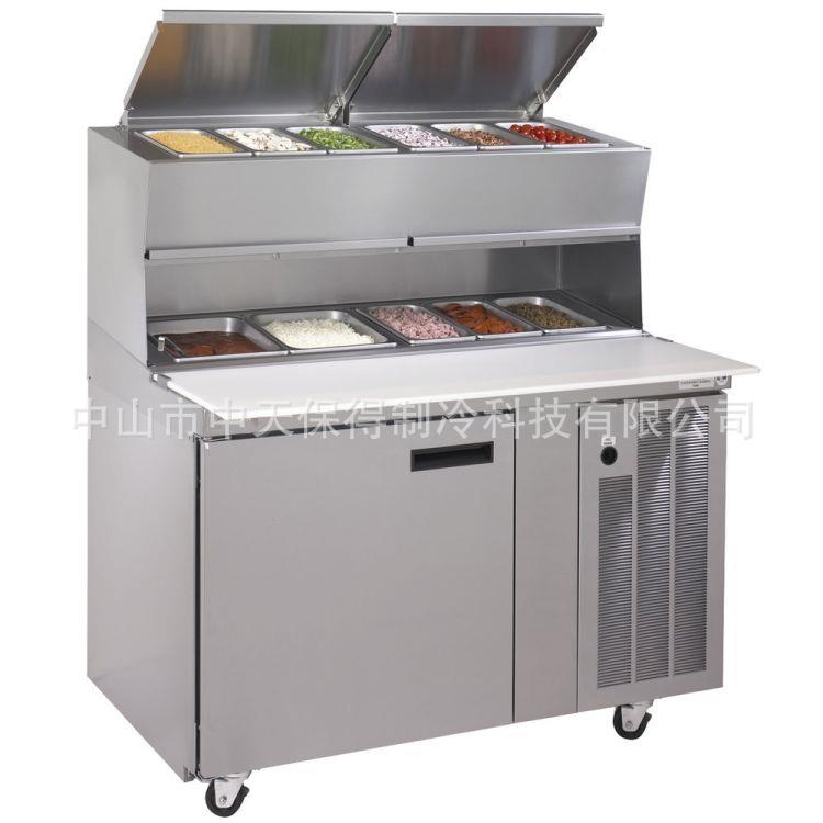 新款不锈钢风冷冷冻披萨沙拉保鲜柜披萨展示柜冷藏操作台冰柜