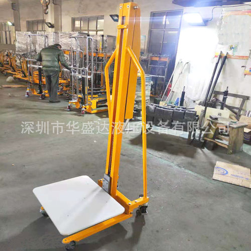 单轴手摇式堆高车带滚筒迷你电动叉车轻型工位车200kg模具装卸车