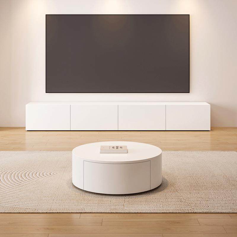 白色奶油风电视柜北欧实木茶几组合现代极简约小户型客厅电视柜