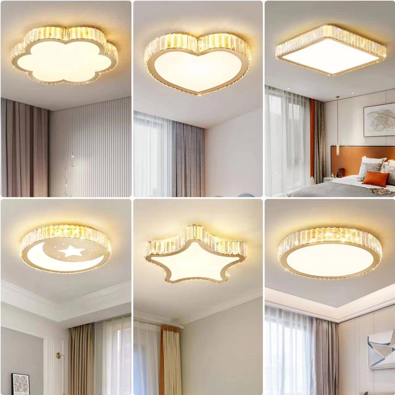 轻奢卧室吸顶灯简约大气圆形儿童房K9水晶灯阳台玄关入户中山灯具