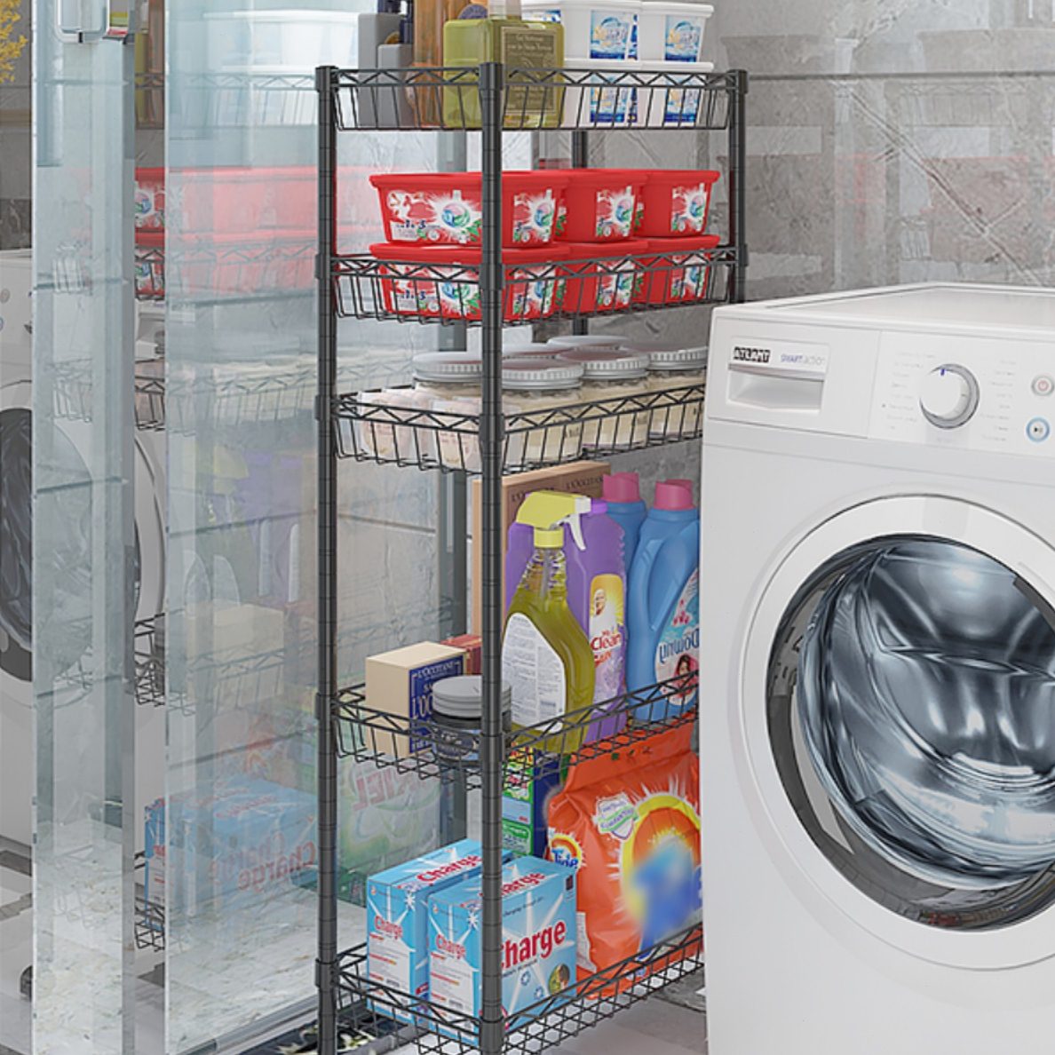 缝隙手推车置物架网厨房篮卫生间可移动川井家用收纳架储物架落地