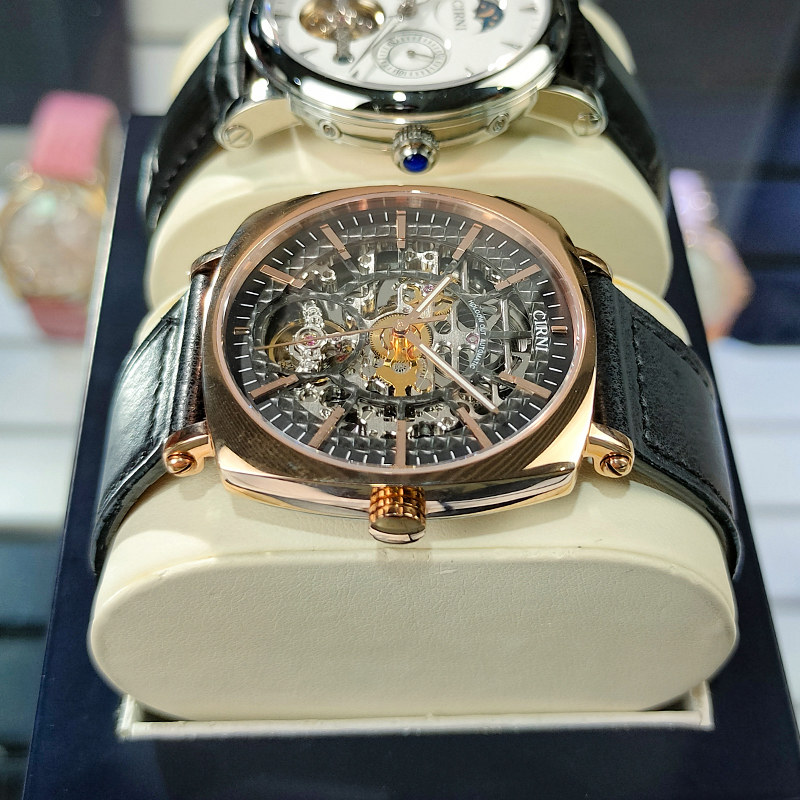 西亚尼手表男士正品牌十大全自动机械表防水镂空潮流皮带方形男表