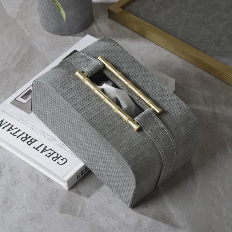 高端皮质纸巾盒客厅艺术摆件新中式欧式抽纸盒高级感高档轻奢风格