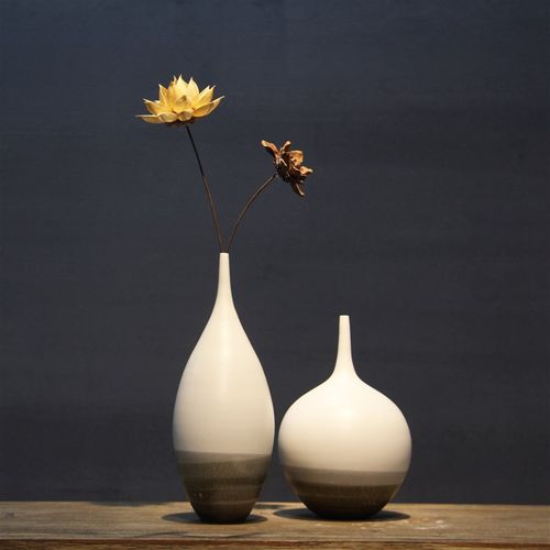 中式禅意陶瓷插花花瓶简约x时尚干花器客厅餐桌家居软装饰品