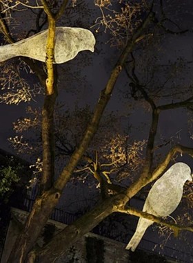 不锈钢镂空鸟雕塑铁艺抽象编制小鸟树上摆件稻田网红地造景装饰品