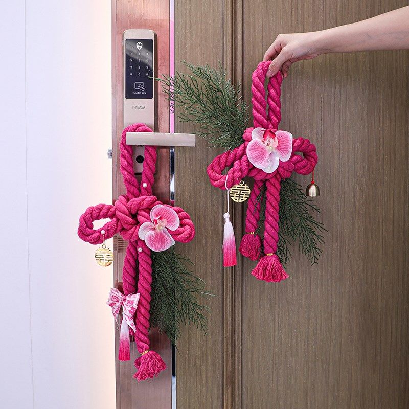 婚房装饰万字结挂饰结婚门把手订婚礼装扮客厅新房背景布置小挂件