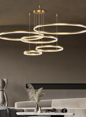 后现代简约圆环形客厅吊灯大气餐厅灯卧室个性创意led灯具