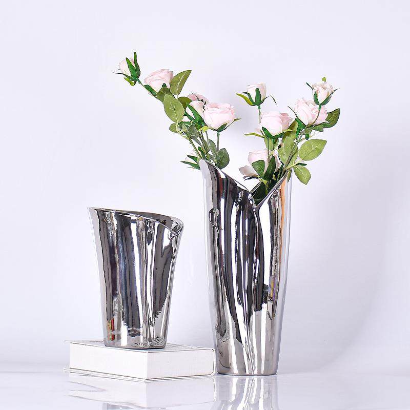 创意陶瓷现代轻奢镀银陶瓷花瓶摆件新中式客厅家居装饰柜摆饰品,纺织面料/辅料/配套,纺织机械配件,淘宝优惠券,粉丝福利购,淘宝优惠卷