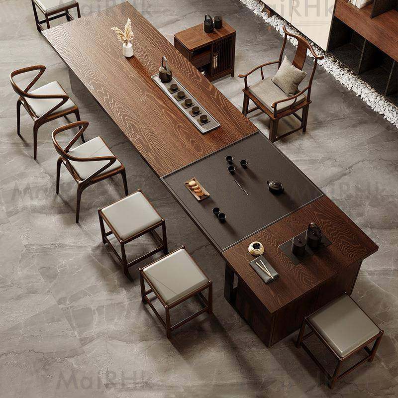 实木茶桌新中式简约现代两用大板桌椅家用办公一体茶台泡茶接待