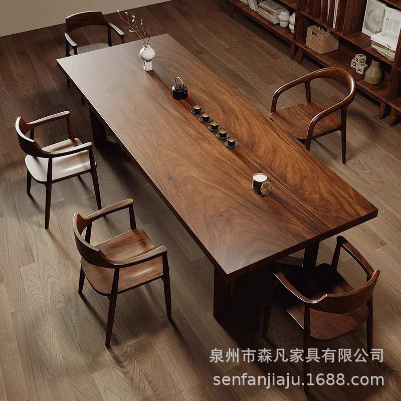 南美胡桃木桌家用客厅大长书桌高档写字桌会客桌办公桌学习工作台