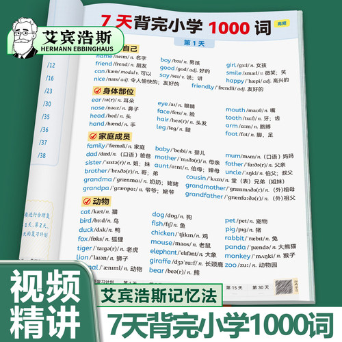 英语知识归纳7天背完小学1000词