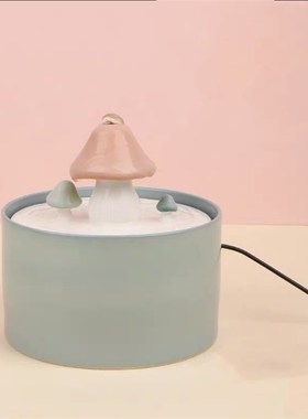 陶瓷蘑菇小型喷泉循环水家居客厅招财流水摆件办公室桌面开业礼品