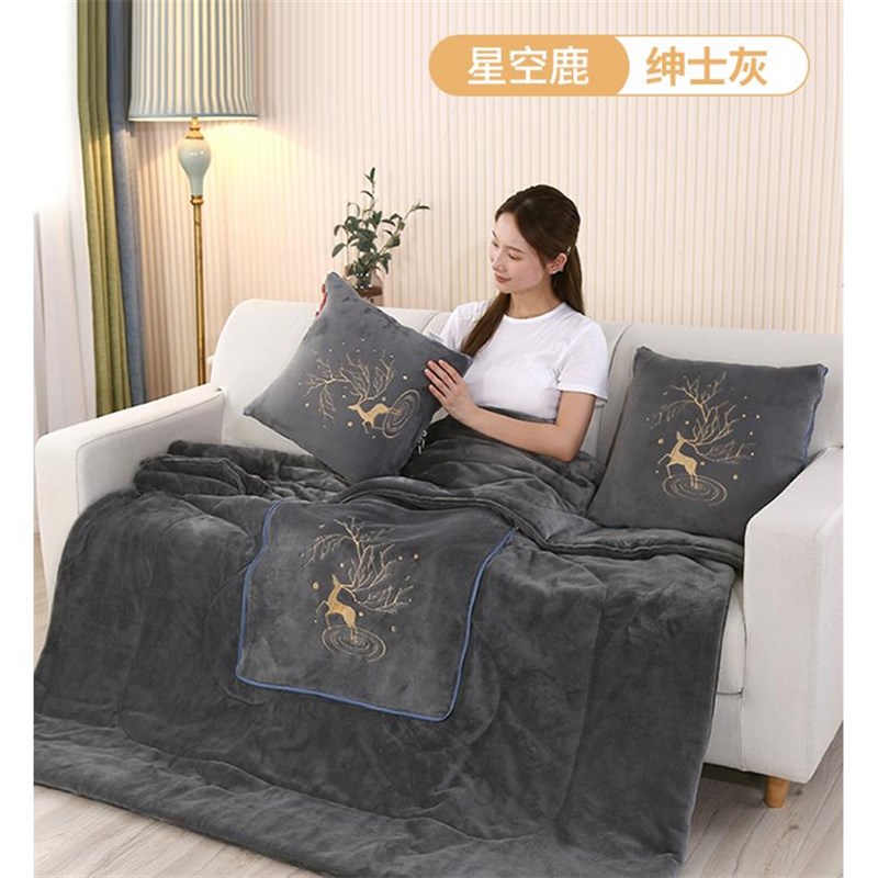 加厚水晶绒抱枕被子冬季双面绒靠垫两用二合一车载办公室午休大号