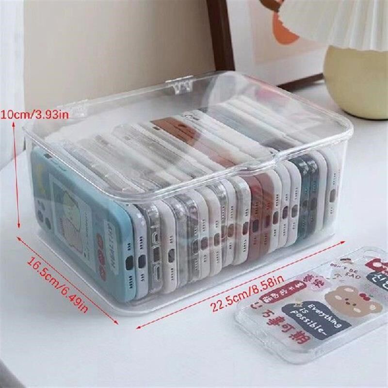 Ins Transparent Phone Case Organizer Storage Box with Cover