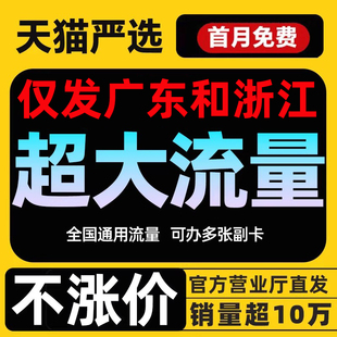 中国联通流量卡电话手机卡大流量广东浙江全国通用5g纯流量上网卡