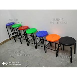 加高加固型塑胶圆凳四脚圆凳车间流水线专用防静电圆凳子