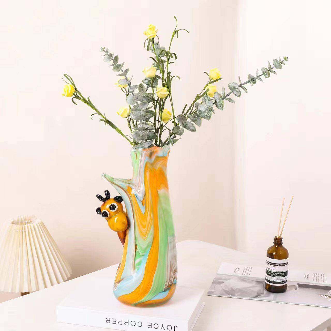 轻奢风古法琉璃花瓶玻璃小鹿花瓶水培装饰玄关走廊电视柜装,纺织面料/辅料/配套,纺织机械配件,淘宝优惠券,粉丝福利购,淘宝优惠卷