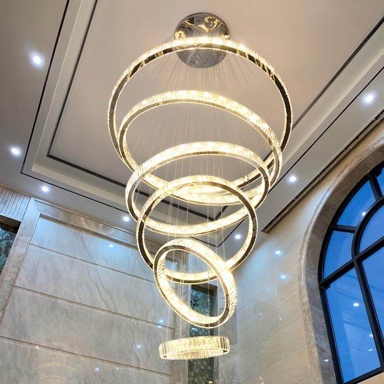 复式楼水晶大吊灯挑高简约现代客厅中空轻奢led不锈钢别墅挑空吊,纺织面料/辅料/配套,纺织机械配件,淘宝优惠券,粉丝福利购,淘宝优惠卷