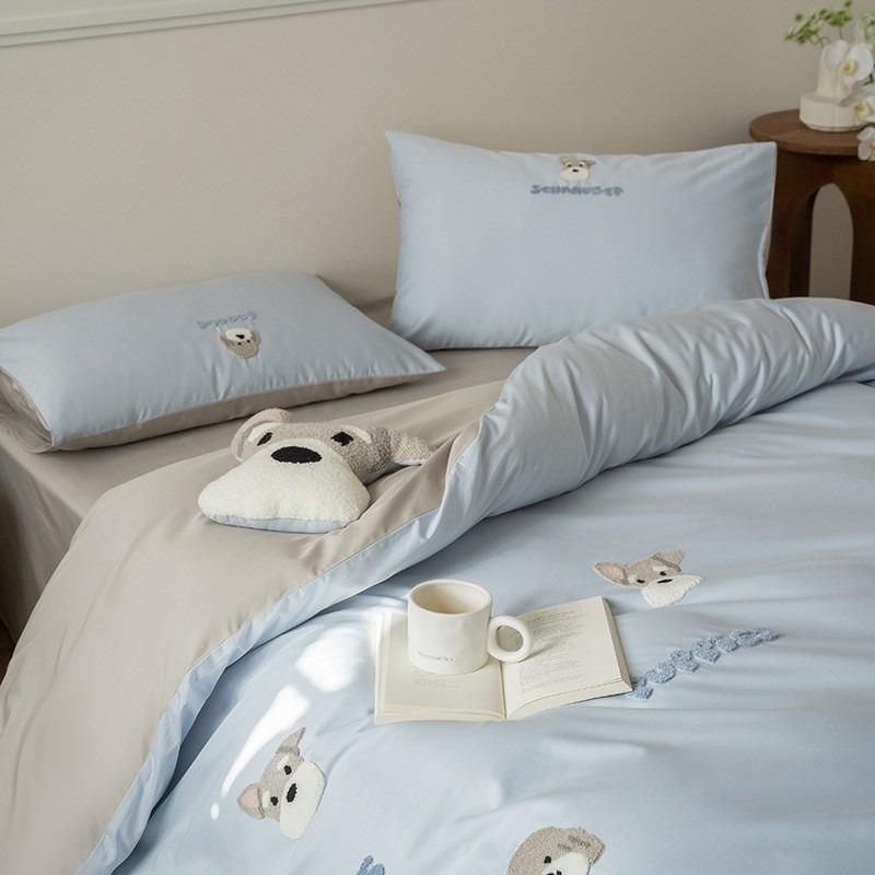 春夏100支长绒棉四件套卡通高级感全棉被套纯棉床单被套床品家纺