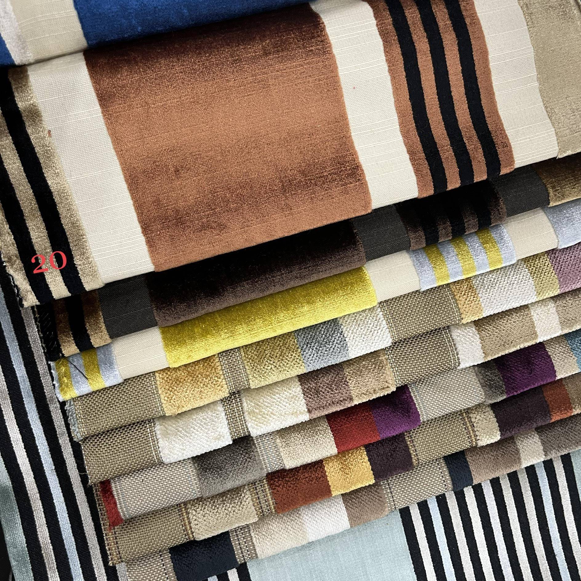 门幅140cm割绒彩色条纹咖色深咖色绿色条子设计选款样板房沙发布