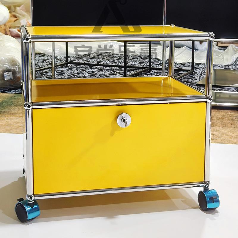 usm家用客厅收纳柜不锈钢小型沙发边柜陈列饰品展示架支持定制