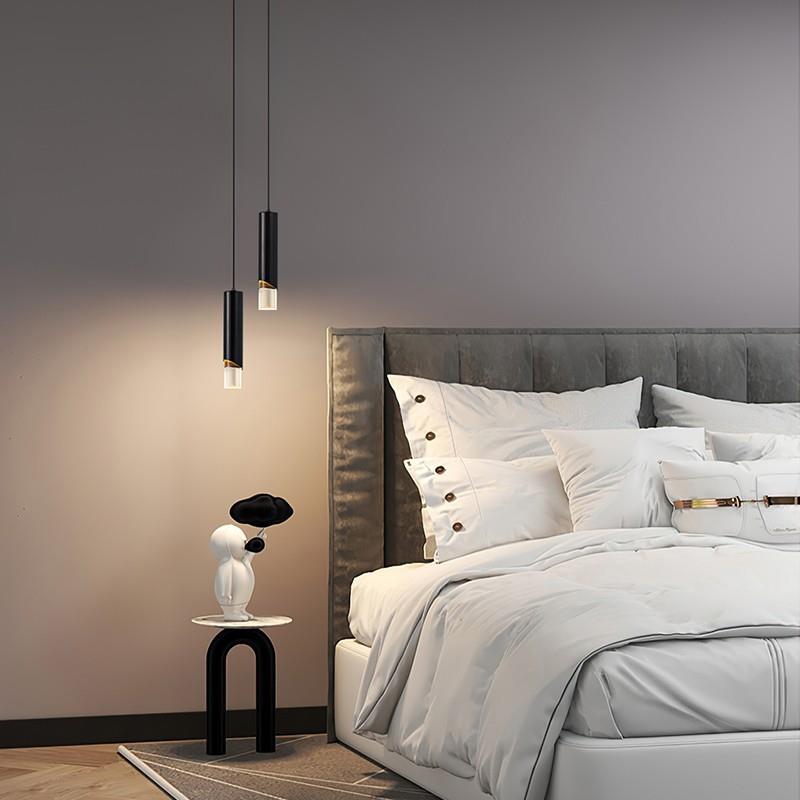 简约现代卧室床头吊灯意式轻奢设计水晶玻璃吊线灯餐厅吧台小吊灯
