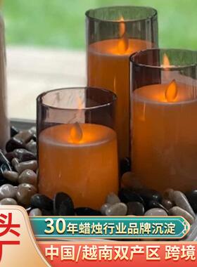 现货10键遥控灰色玻璃杯摇摆蜡烛灯led电子蜡烛灯婚庆家居装饰