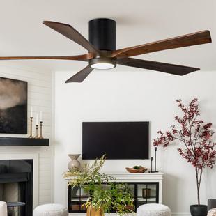 直销风扇灯工业风实木扇叶客厅吊扇灯美式静音装饰电风扇