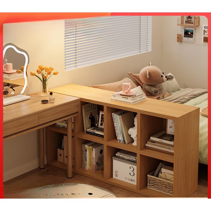 卧室全实木床头柜落地靠墙书架家用置物收纳架自由组合书柜格子柜