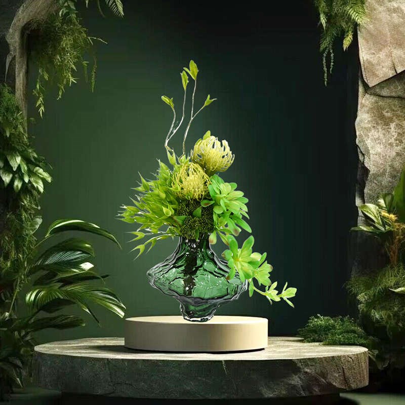 现代轻奢仿真花艺绿植玻璃插花器客厅餐桌售楼处茶几桌面家居摆件