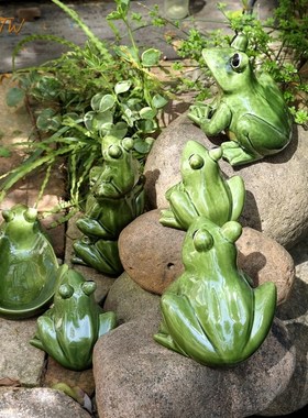 创意卡通青蛙摆件庭院花园装饰品阳台造景布置工艺品