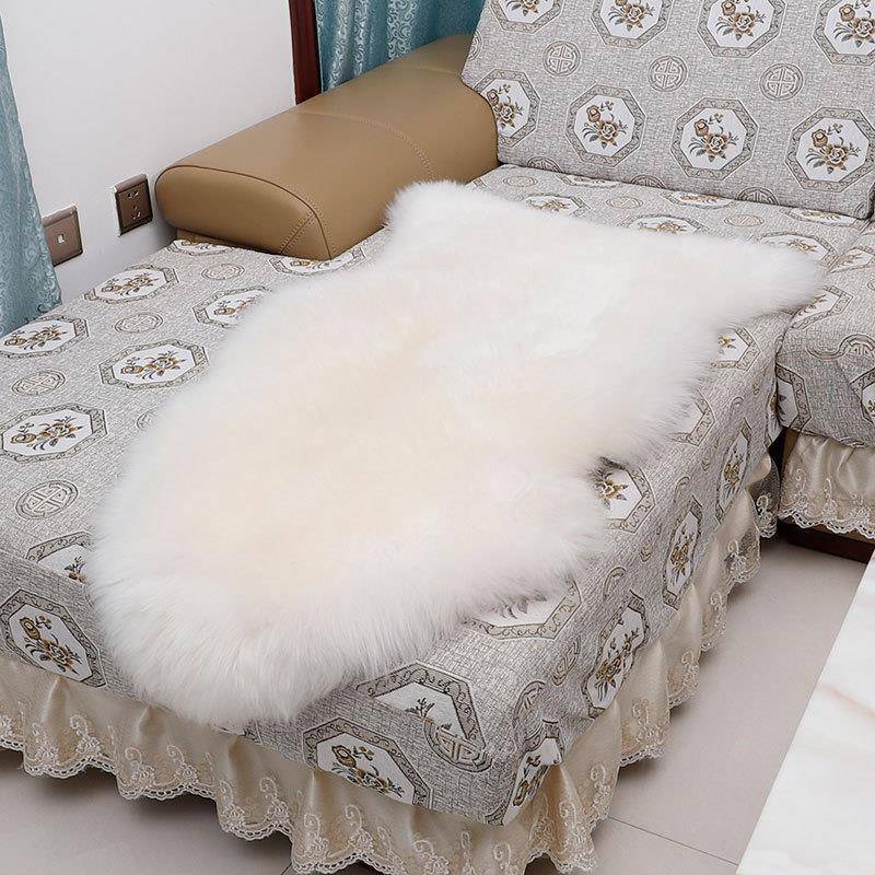 整张皮纯羊毛沙发坐垫春冬季保暖飘窗毯长毛绒椅子坐垫