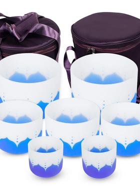 直销432hz高准音水晶钵颂钵蓝色6-14寸音乐碗瑜伽钵打击乐器