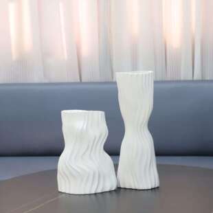 欧式创意简约褶皱波浪树脂花器玄关卧室客厅餐厅书房茶几家居饰品