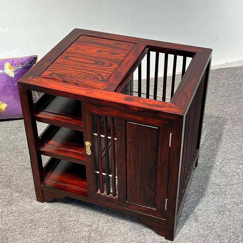 中式茶桌边柜家用小茶台烧水壶一体茶几客厅沙发边几实木烧水几