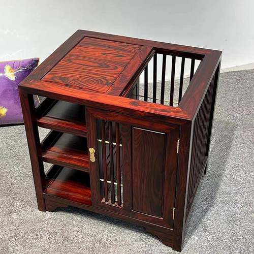 中式茶桌边柜家用小茶台烧水壶一体茶几客厅沙发边几实木烧水几