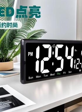大屏幕时钟客厅挂钟电子钟家用温湿度简约闹钟3809LLED大屏