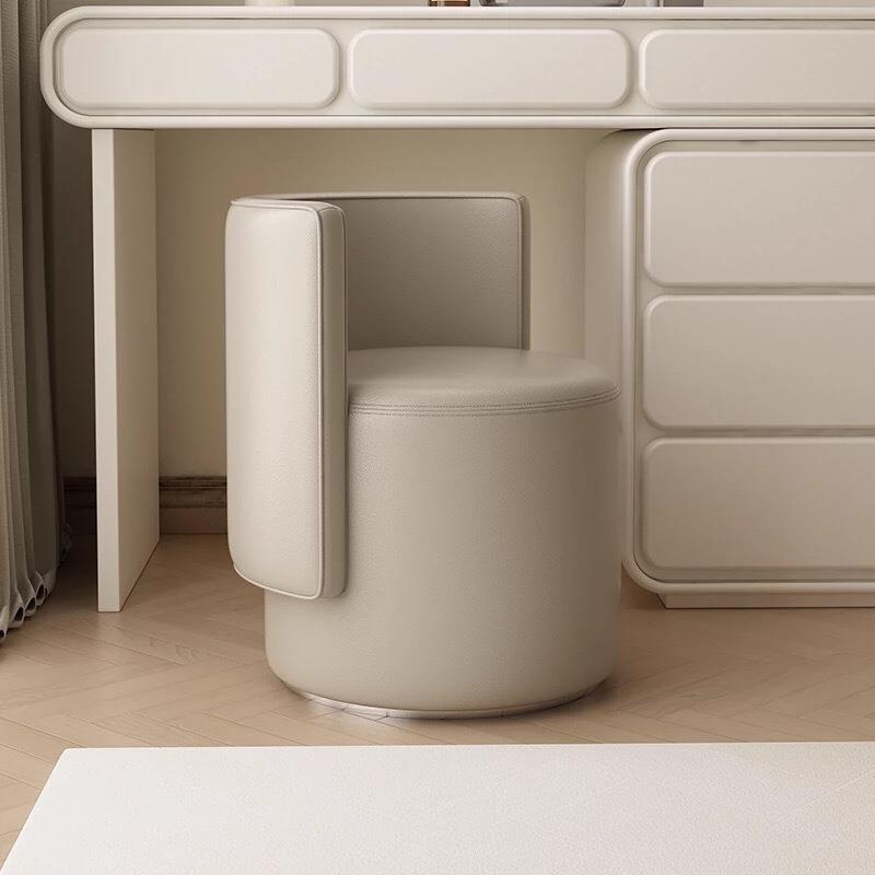 轻奢风梳妆凳椅子奶油风家用卧室靠背凳现代简约化妆凳可旋转圆凳