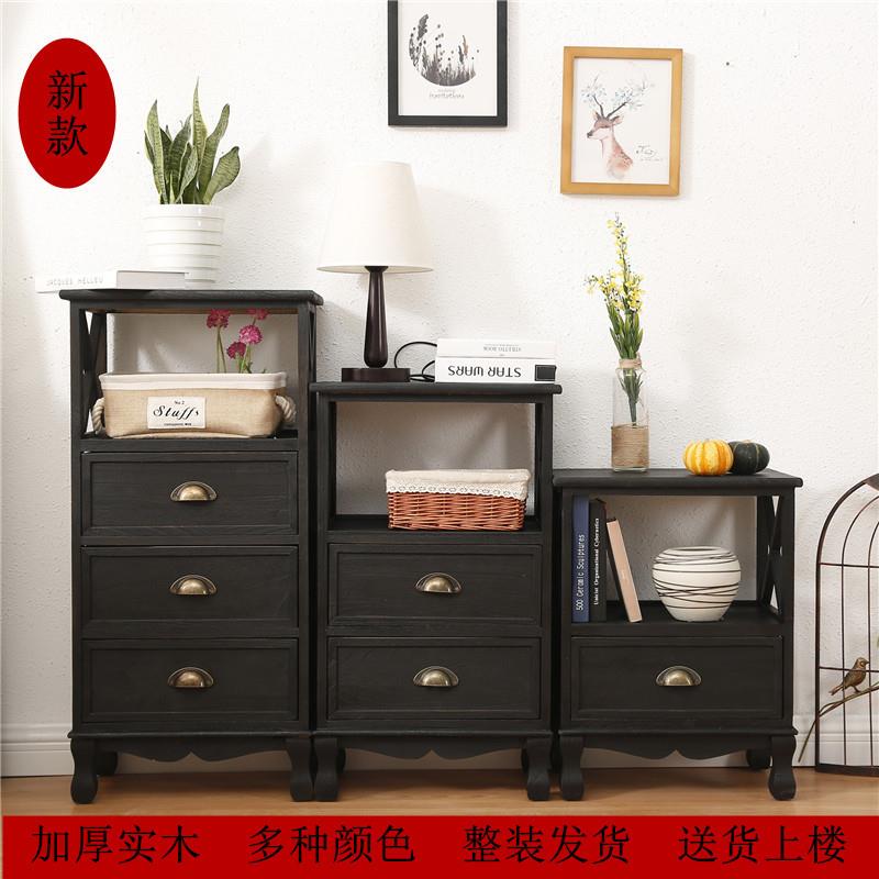 美式乡村复古斗柜实木客厅柜欧式田园储物柜卧室床边组合收纳柜