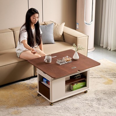 升降茶几餐桌两用小户型角几v可移动沙发边几小推车多功能折叠茶