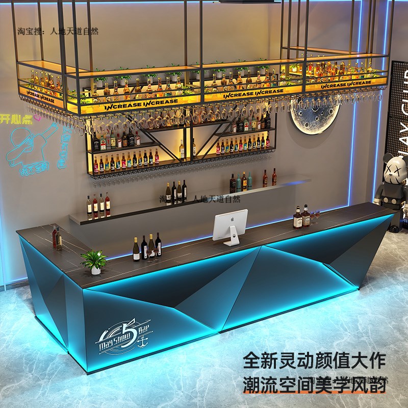 铁艺酒吧吧台网咖台球密室剧本杀工业风收银台转角柜台商用接待台