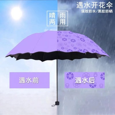 手动8骨折叠遇水开花晴雨两用遮阳伞网红学生雨伞防紫外线伞强效1